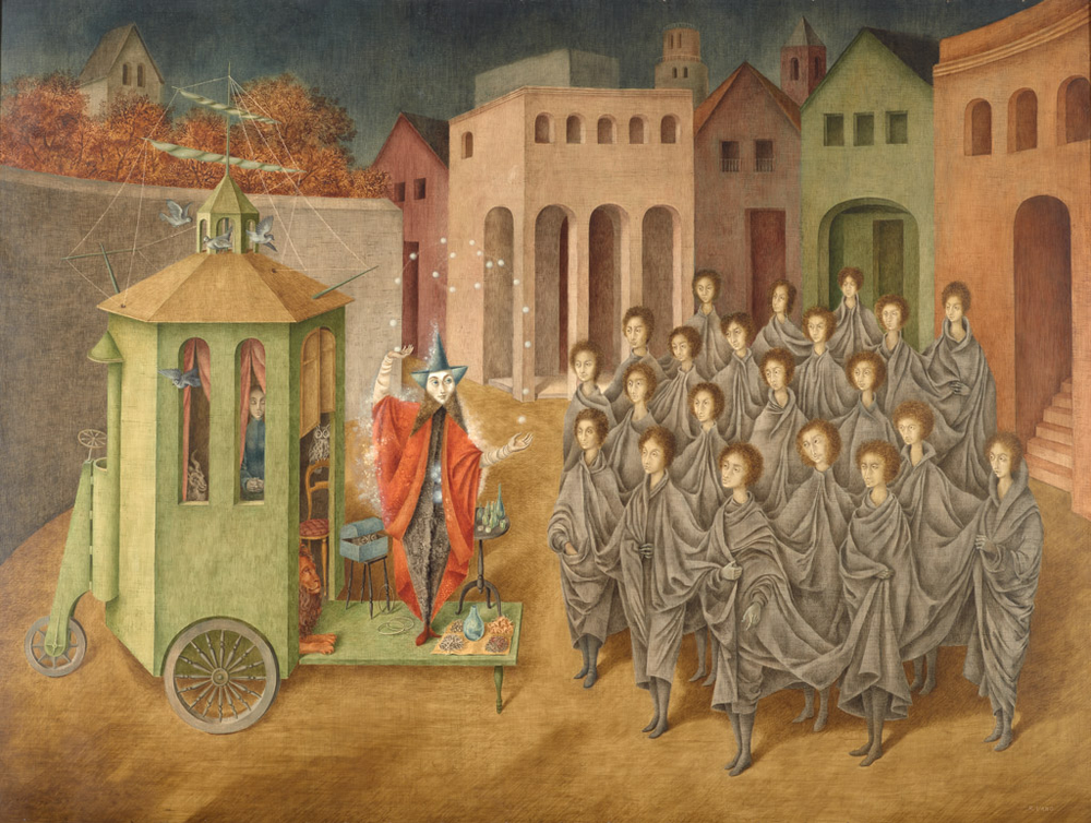 Remedios Varo. El juglar (El malabarista), 1956. El Museo de Arte Moderno, New York, Regalo de Joan H. Tisch (por intercambio), 2018. © 2023 Remedios Varo, Artists Rights Society (ARS), New York / VEGAP, Madrid