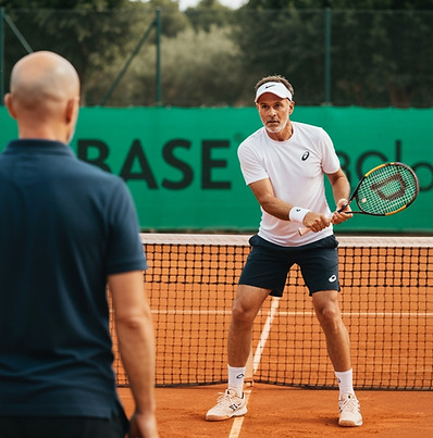 adulto entrenando tenis