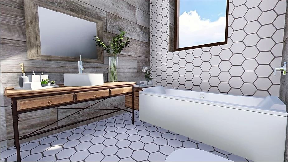 MODERN & FARMHOUSE INSPIRED BATHROOM