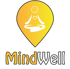 MindWell logo with text, black outline l