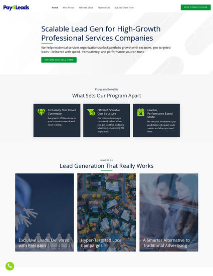 Exclusive Lead Generation for Professional Services _ Pay4Leads Home Page
