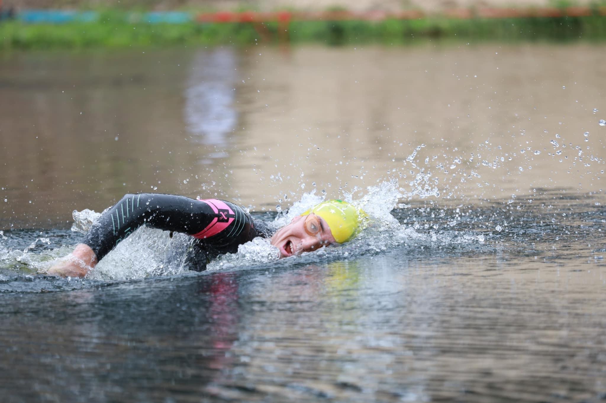 Open-water swimmer training in an endurance event.