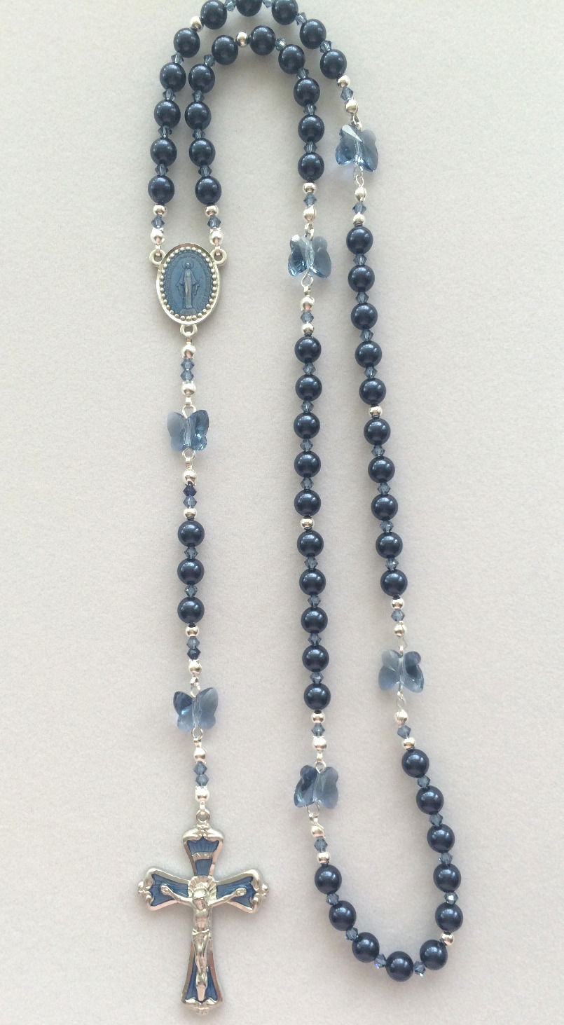 Thumbnail: Night Blue Swarovski Butterfly Rosary