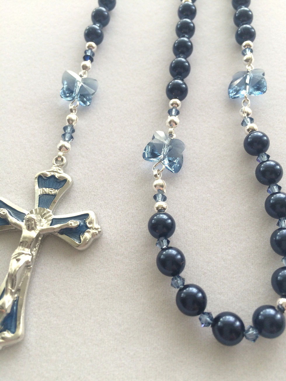 Thumbnail: Night Blue Swarovski Butterfly Rosary
