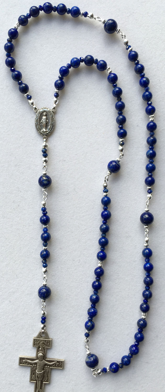 Thumbnail: San Damiano Lapis and Sterling Silver Rosary
