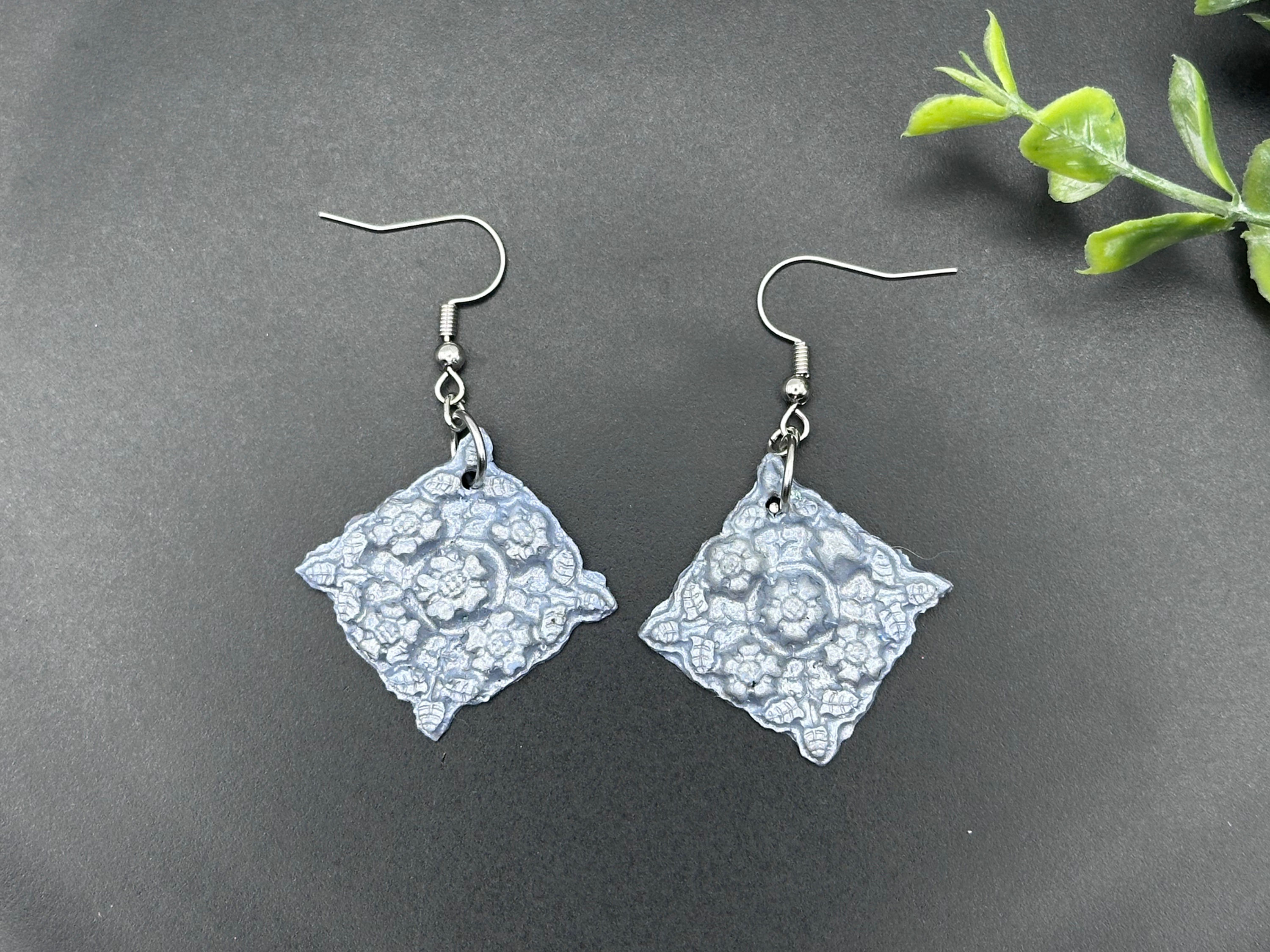 Lacy Silver Squares Dangle Earrings