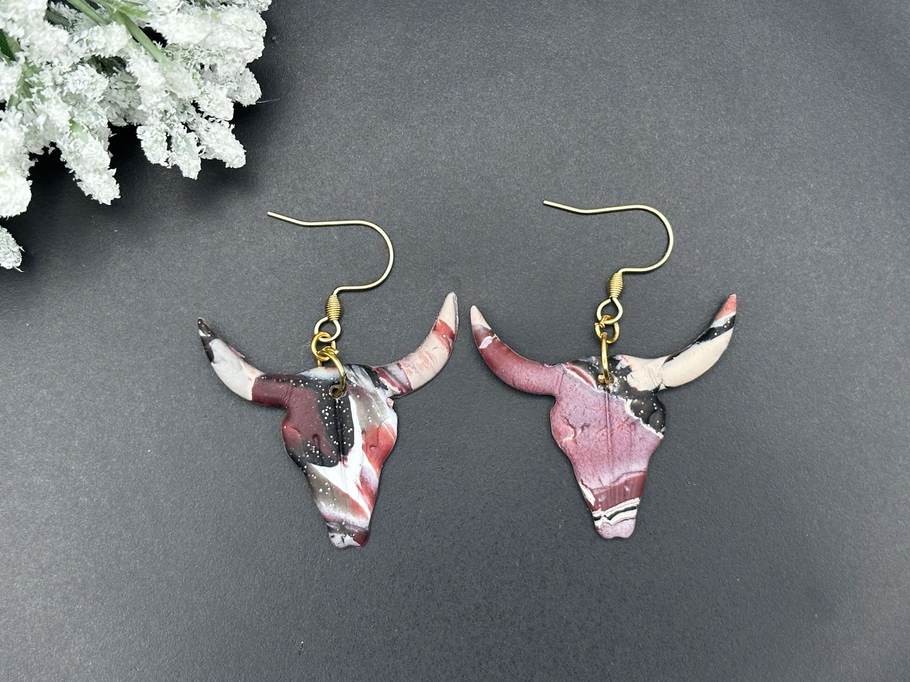 Longhorn Cow Heads Dangle Earrings