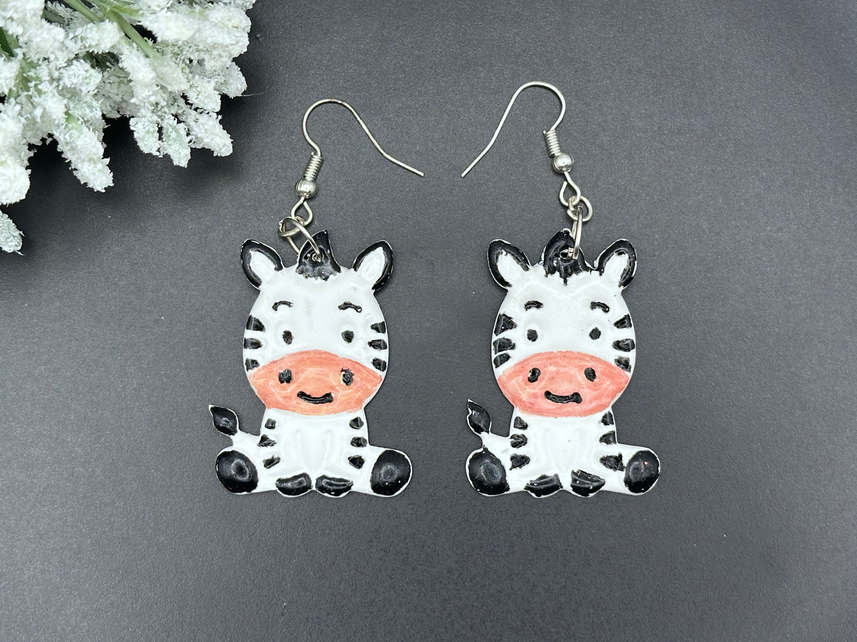 Playful Zebra Dangle Earrings