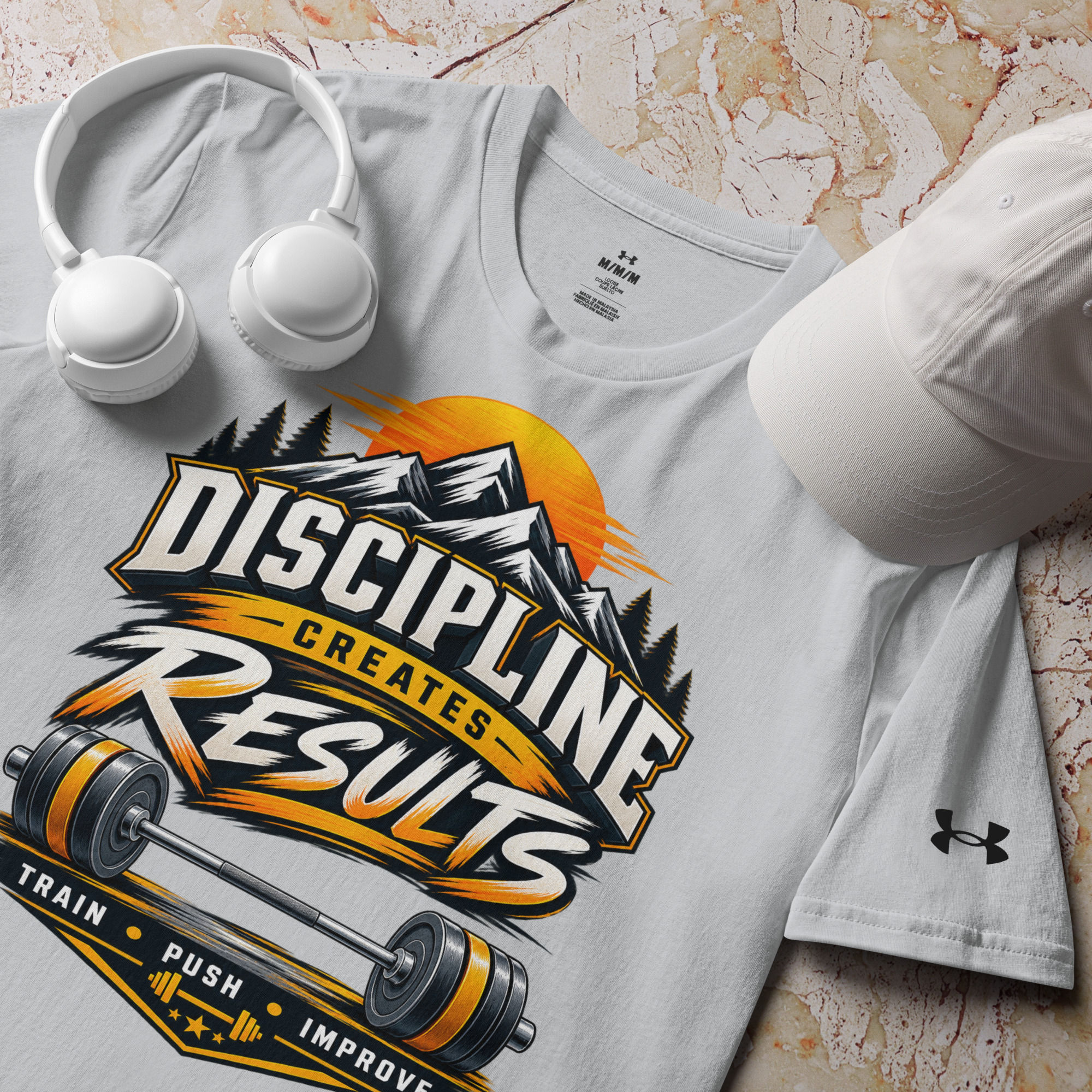Under Armour Athletic T-Shirt: Discipline Creates Results Workout Tee