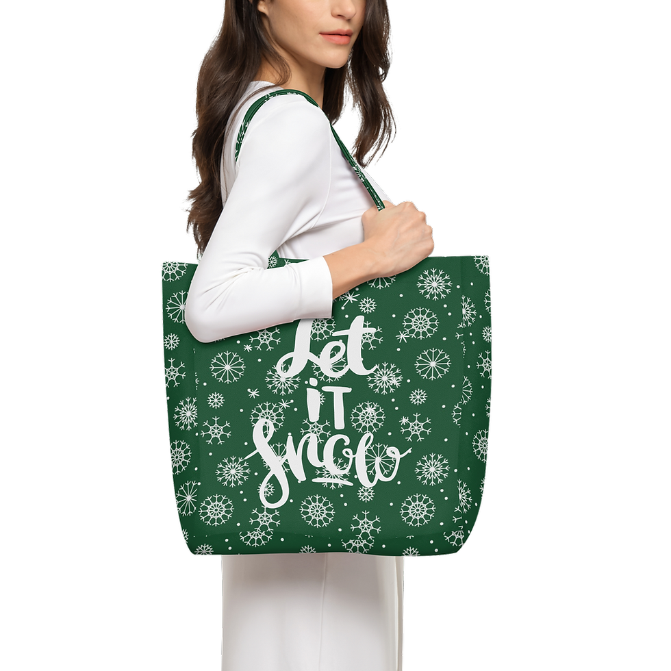 Thumbnail: Let it Snow - Elegant Woven Texture Tote Bag in Linen-Like Fabric