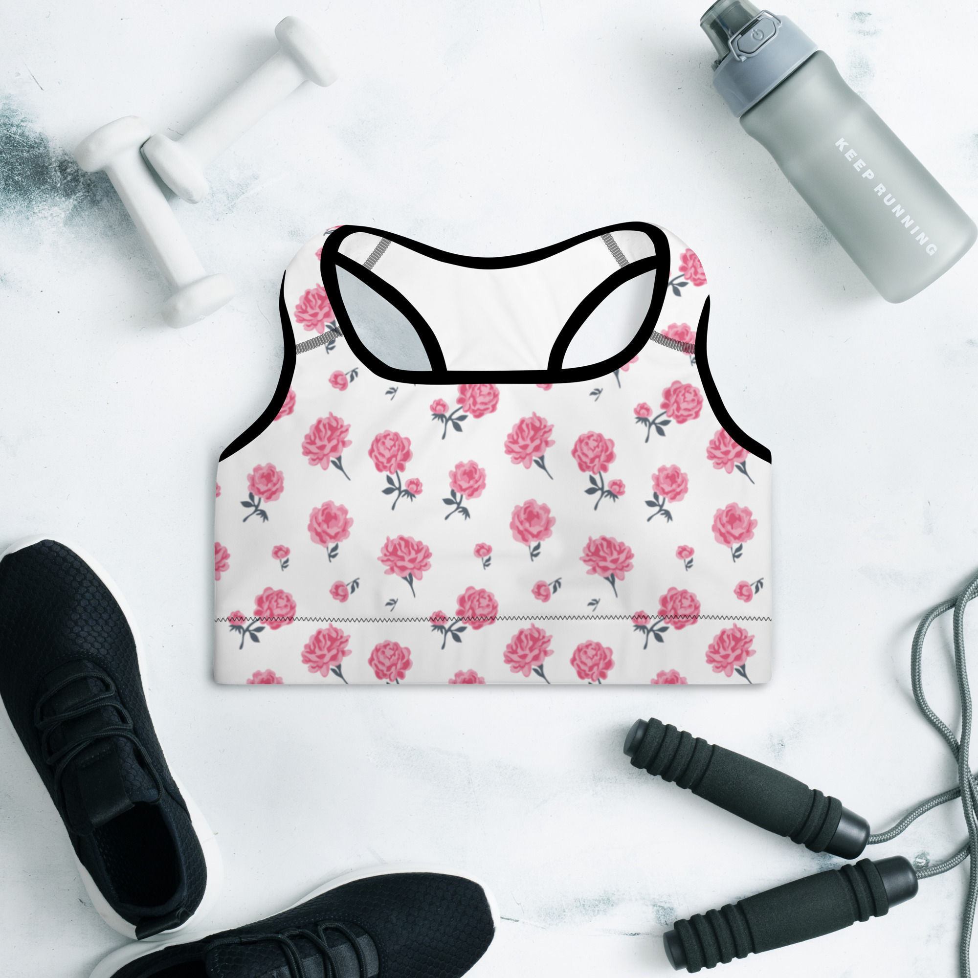 Floral Design Pattern Padded Sports Bra