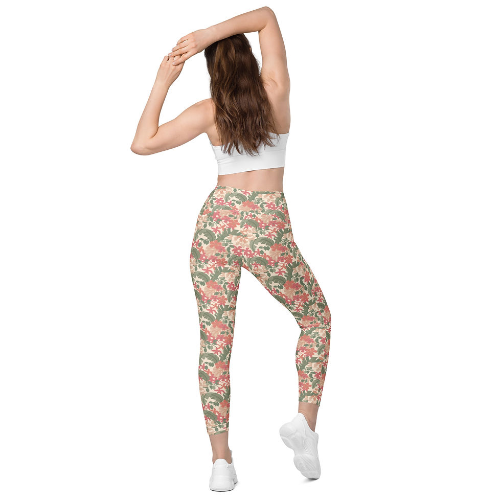 Thumbnail: Floral Design Pattern Crossover leggings for women with Pockets