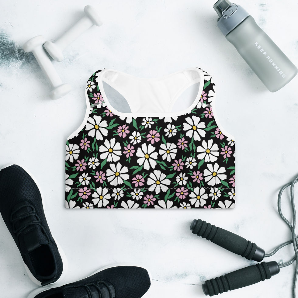 Thumbnail: Floral Design Print Padded Sports Bra