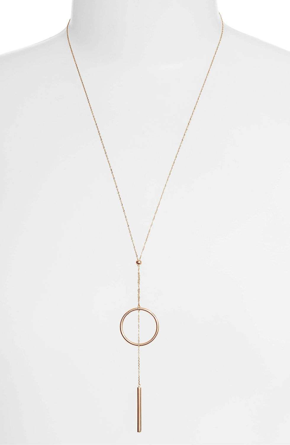 Long Drop Necklace Rose Gold, Adjustable Y-Necklace