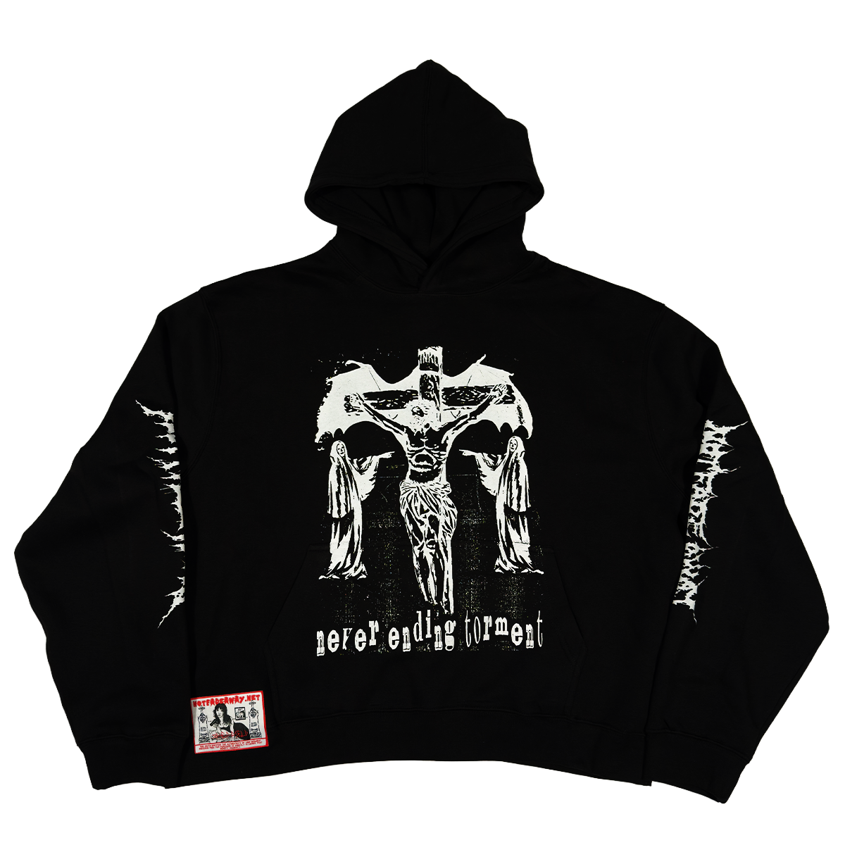 LARGE CROSS HOODIE W/ SLEEVE PRINT