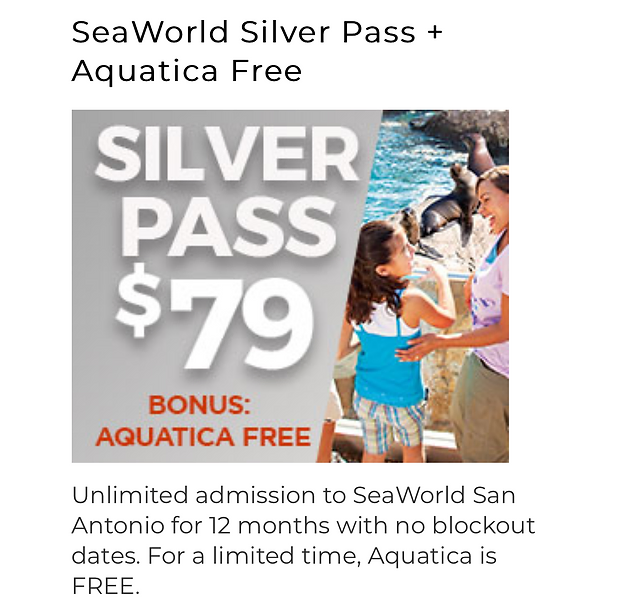 Seaworld Bogo Silver Pass Aquatica Free