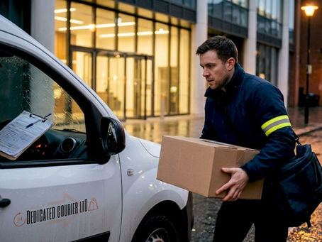 Courier delivering urgent parcel late at night