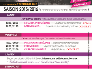 Nouvelle rentrée : Lundi 4 Janvier 2016 Cours de Danse orientale avec Soraya Saadi
