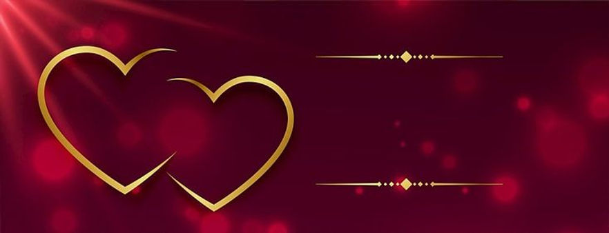 Red Bokeh Valentines Day Banner With Golden Hearts And Light Effect Background, Wallpaper,