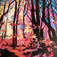 SOLD - Forest Glow, acrylics on canvas, 100 x 100cm