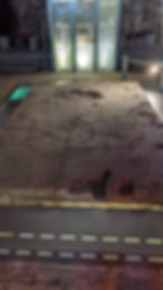 Remains of a 9 ton slab of glass!