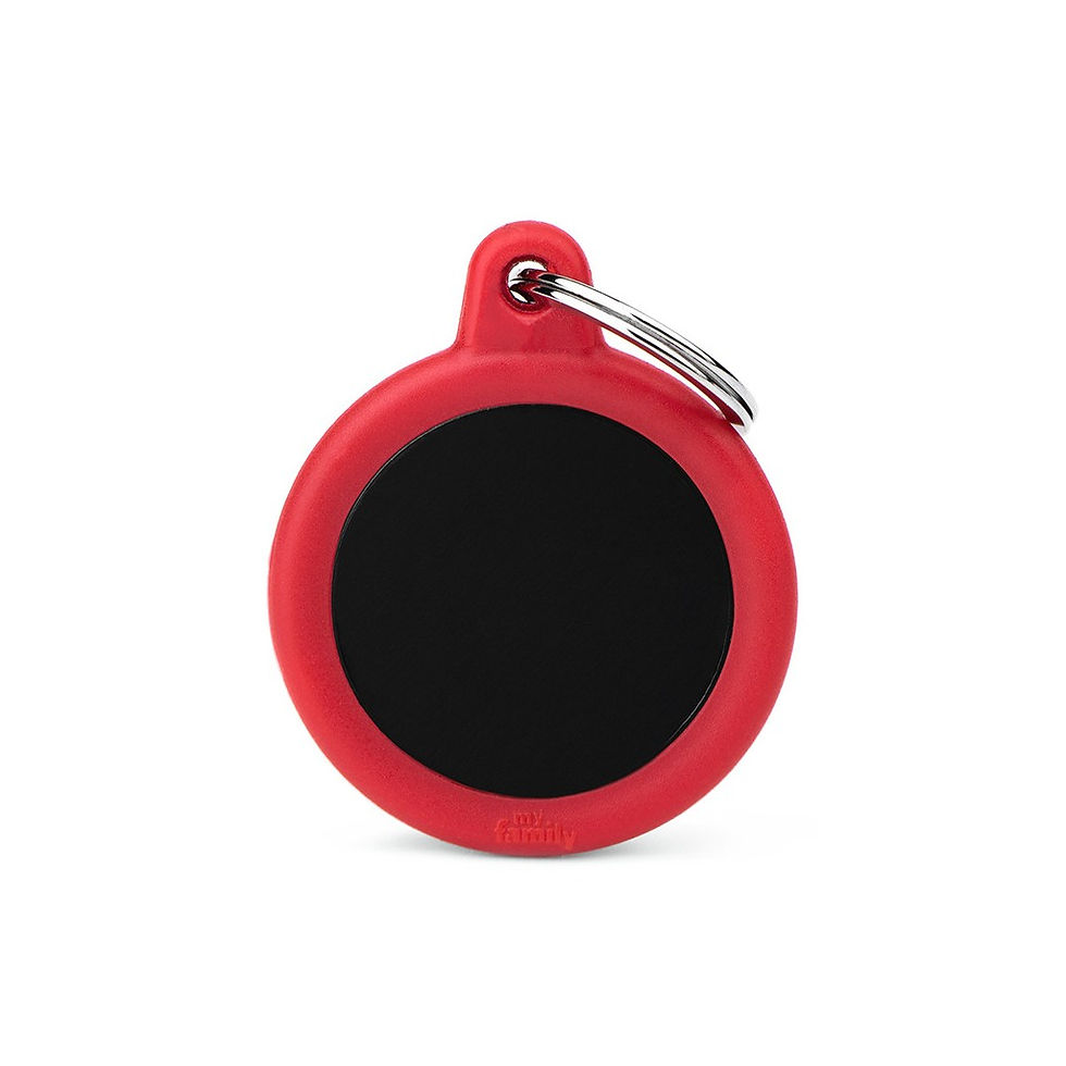 Miniatura: Placa Círculo Aluminio Negro Goma Roja