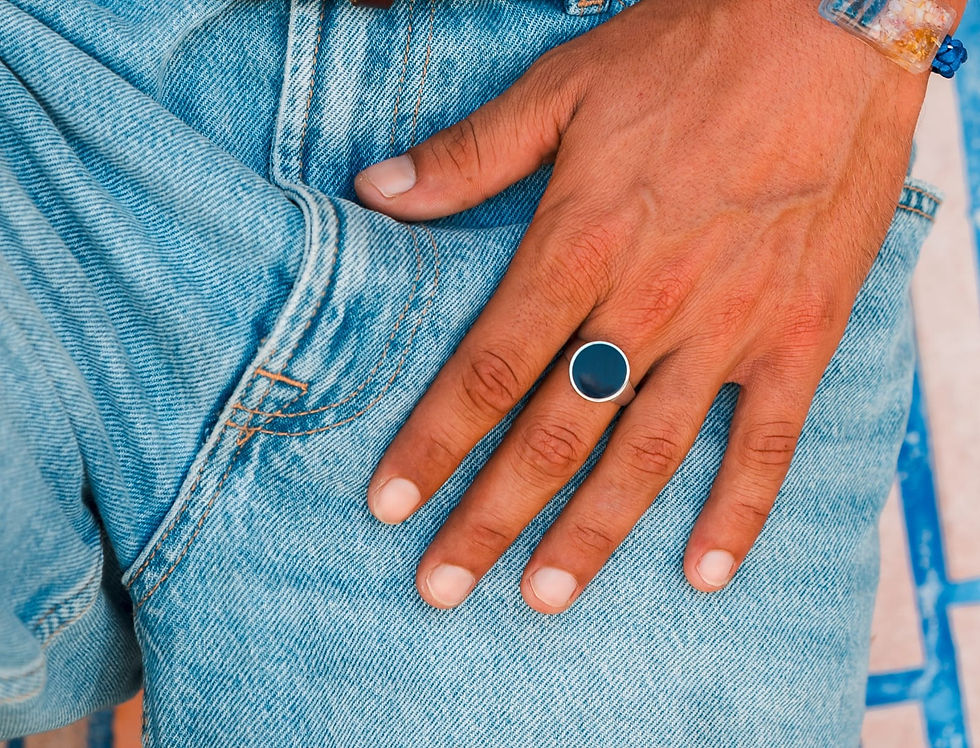 Miniatura: Anello in argento 925 con smalto blu notte