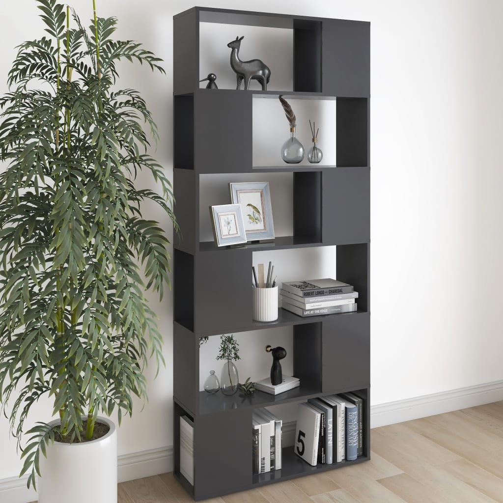 NNEVL Book Cabinet Room Divider Grey 80x24x186 cm Chipboard
