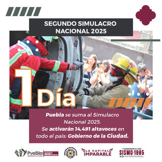 Gobierno de Puebla llama a participar en el 2º Simulacro Nacional 2025 con 14 mil altavoces activos en el país