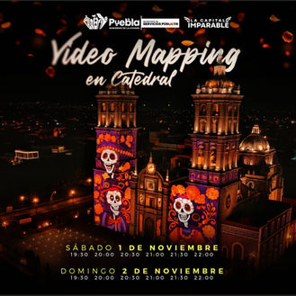 Catedral de Puebla brillará con videomapping dedicado al Día de Muertos
