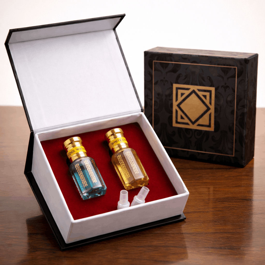 White Oud & Cool Water – Royal Fresh Attar Gift Set by KannaujPerfume