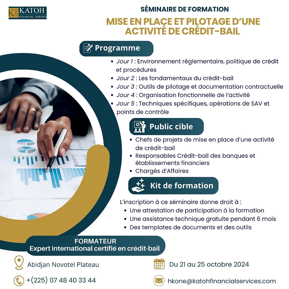 Mise en place et pilotage d'une activité de crédit-bail
