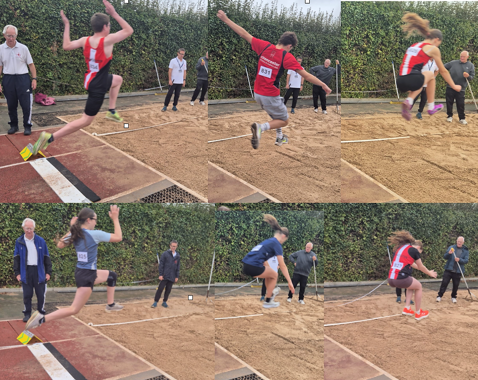 Long Jumpers : Top - Henry, Oscar and Aria Bottom - Izzy, Abi and Emma