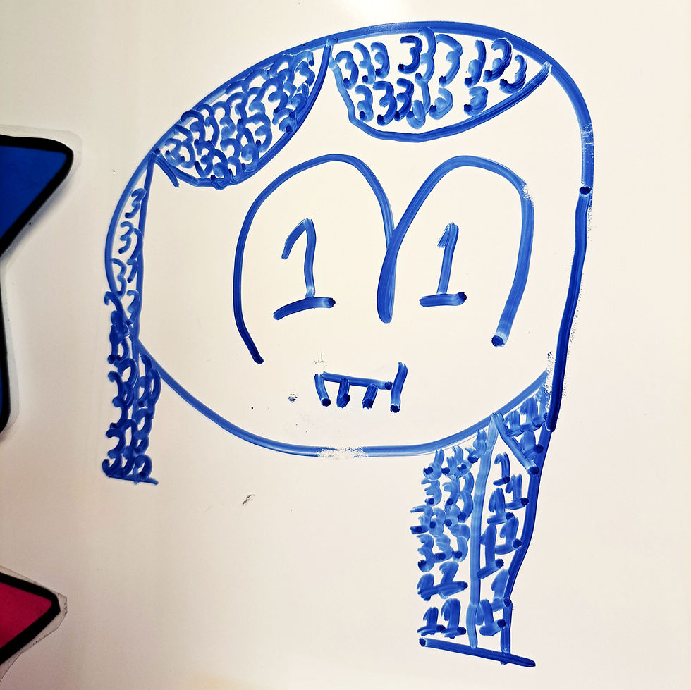a picture of a face made out of odd numbers on a small white board