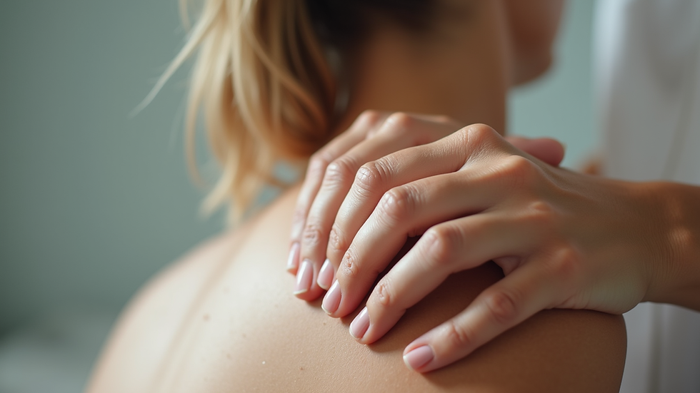 Nahaufnahme einer Lymphdrainage Behandlung am Bein