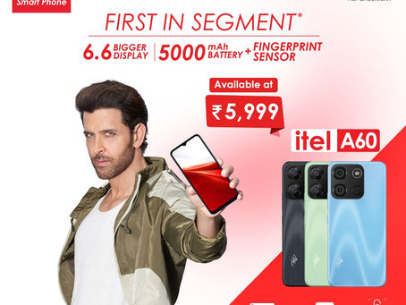 itel launches A60,“first-in-segment” Smartphone with 6.6 inch HD display,5000 mAh battery+ Sensor