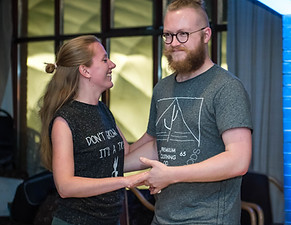 Having fun at a west coast swing dance class