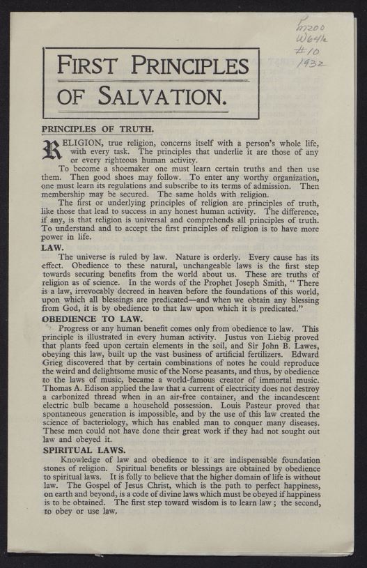 First principles of Salvation