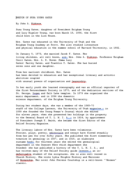 Sketch of Susa Young Gates