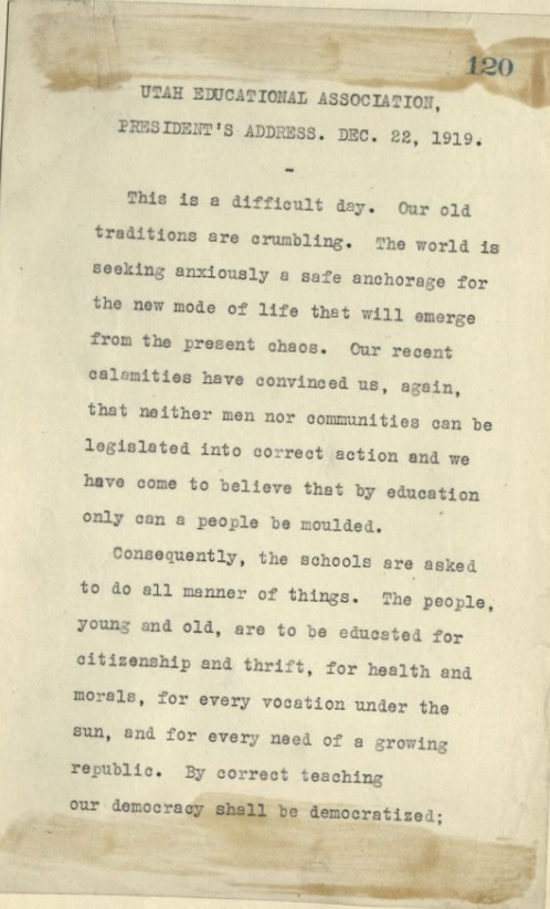 Utah Educational Association President's Address