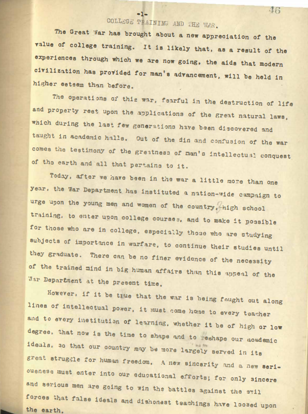 College Training and the War