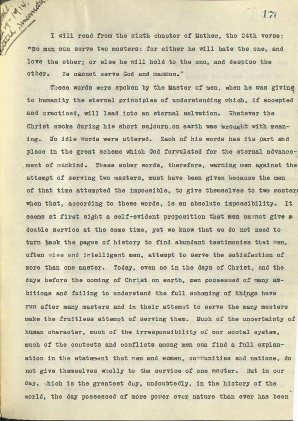 No. Man Can Serve Two Masters