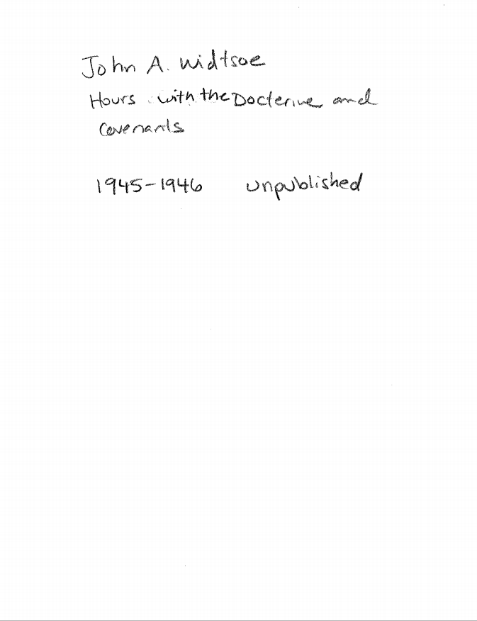 Hours with the Doctrine and Covenants