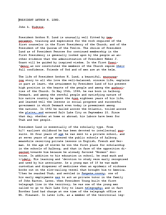 Appreciation of President Anthon H. Lund