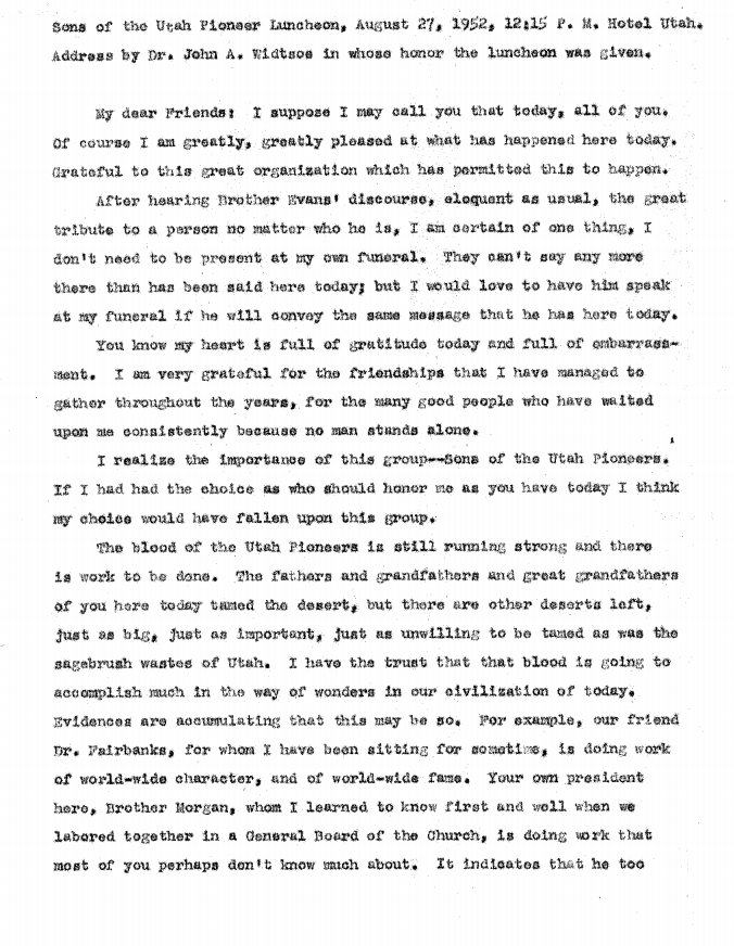 Sons of the Utah Pioneer Luncheon Address