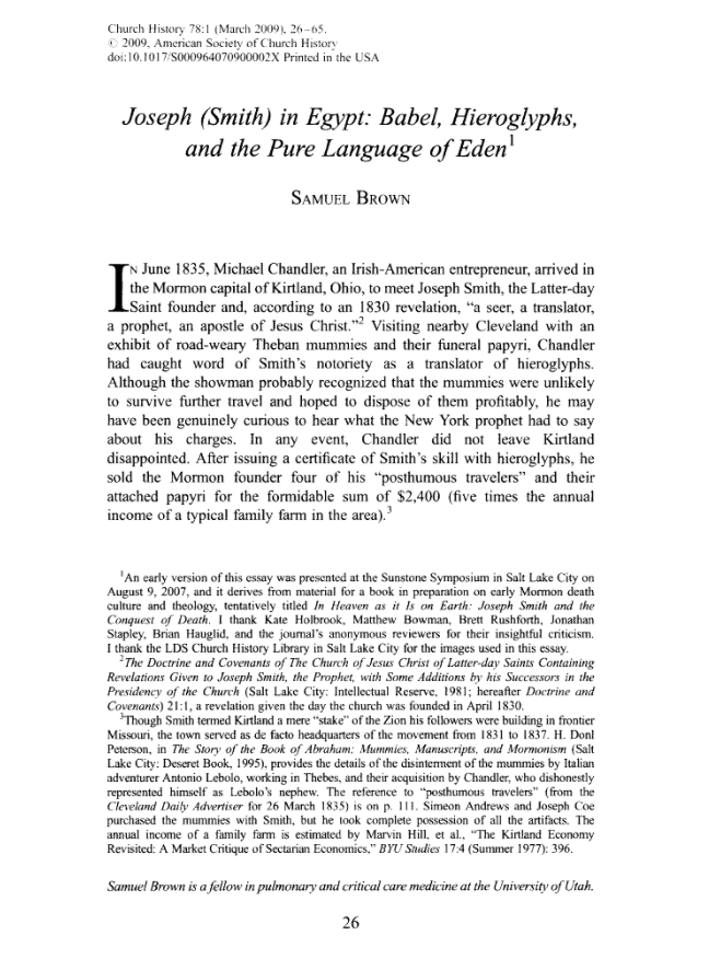 Joseph (Smith) in Egypt: Babel, Hieroglyphs, and the Pure Language of Eden