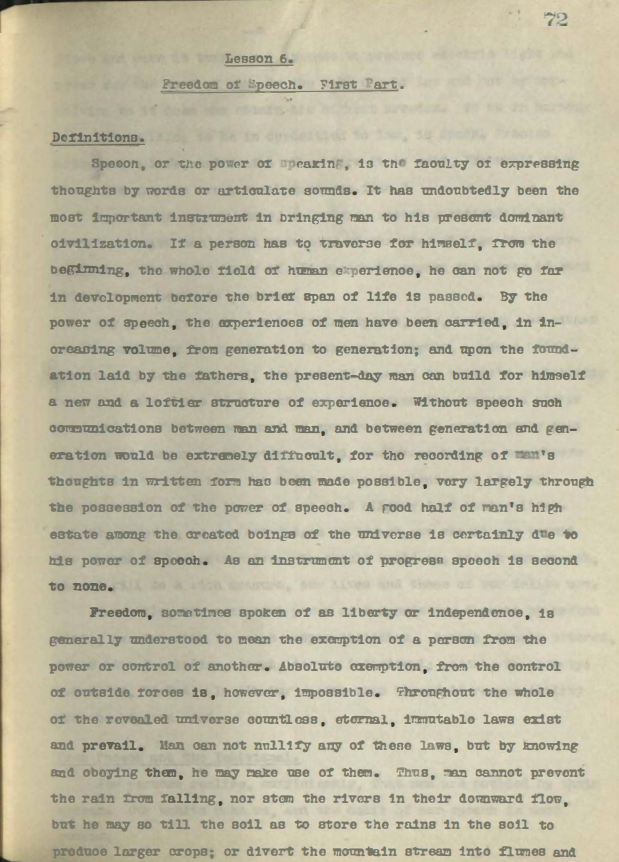 Freedom of Speech - First Part