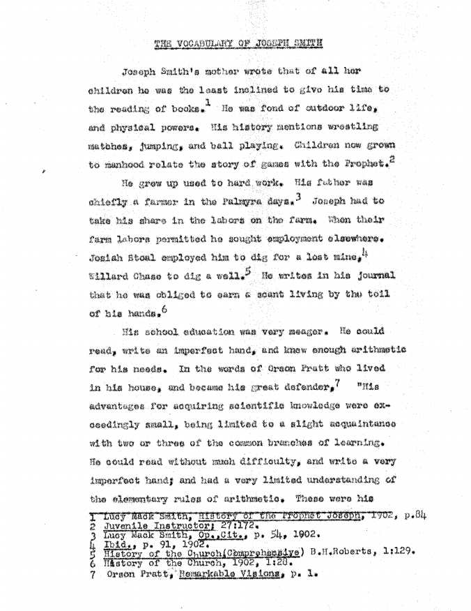 The Vocabulary of Joseph Smith