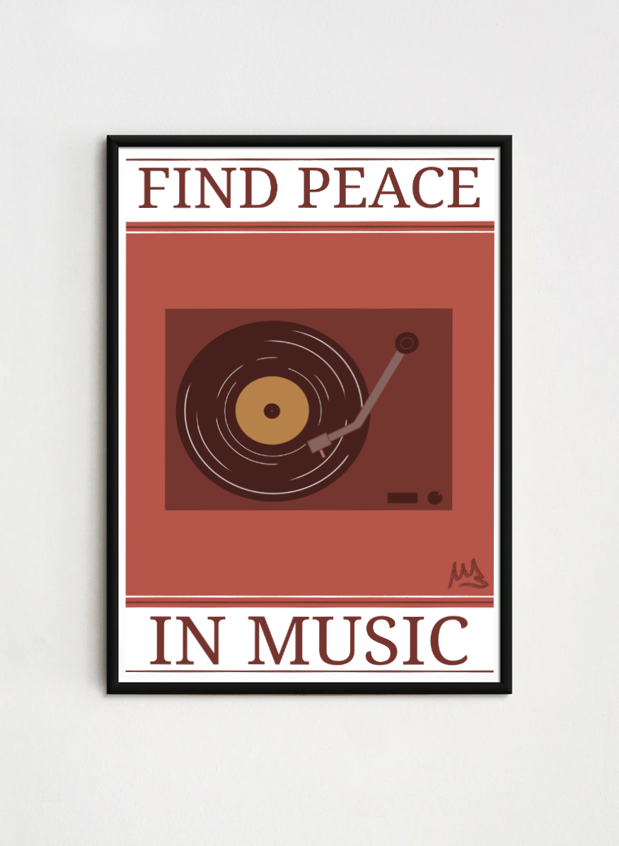 Find peace in music poster