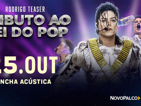 Rodrigo Teaser caracterizado como Michael Jackson durante apresentação do Tributo ao Rei do Pop
